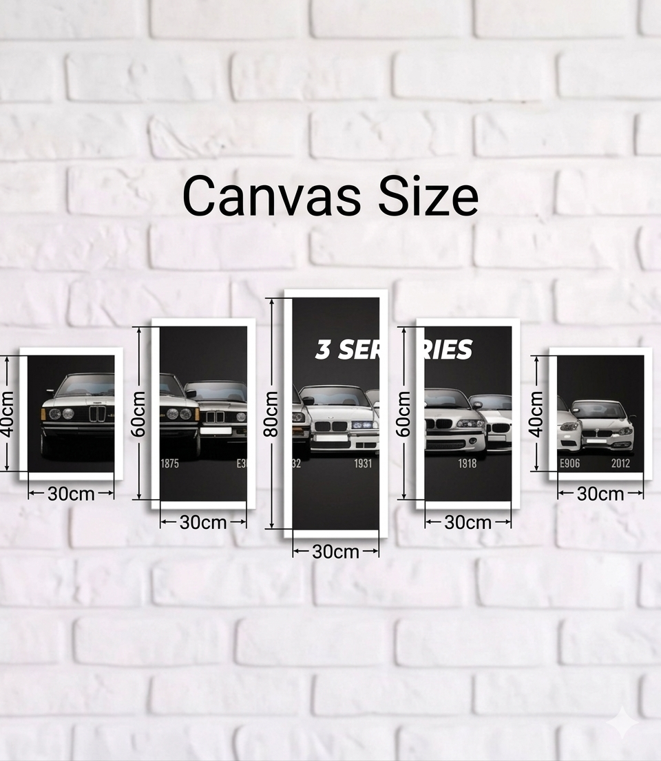 Auto Sa Art™ BMW, 5 Set Canvas Poster