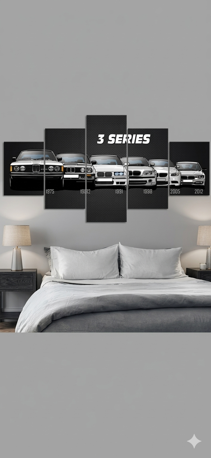 Auto Sa Art™ BMW, 5 Set Canvas Poster